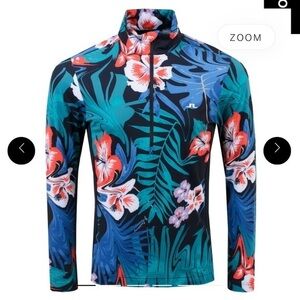 J Lindberg x TRENDYGOLF Luke Light Mid Layer Deep Lake Hibiscus Top NWT Size L